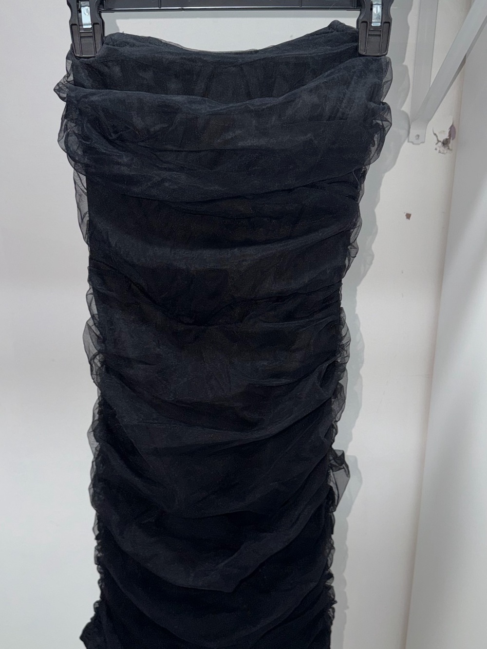 Black Ruched Strapless Women’s Dress